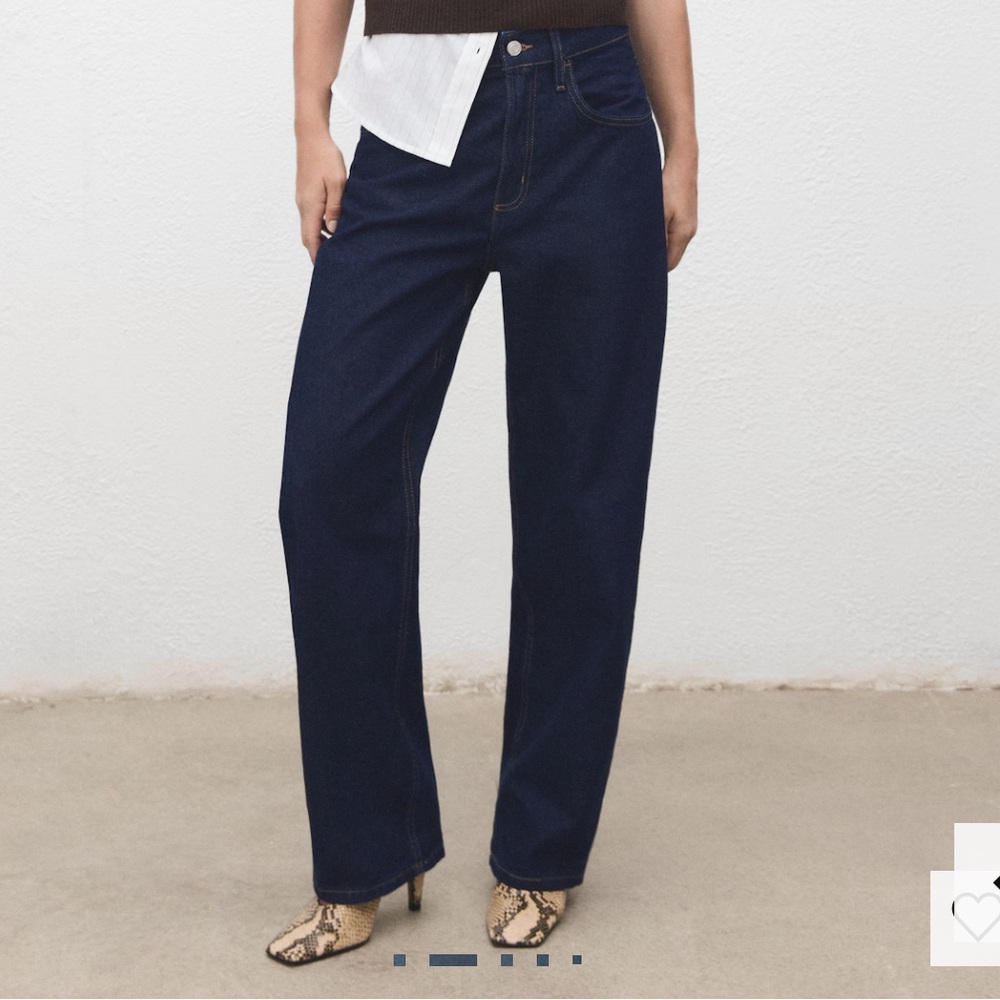 Men's Dark Blue Denim Jeans HIGH-WAISTED BARREL JEANS 8197